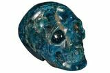 Polished, Bright Blue Apatite Skull - Madagascar #118089-2